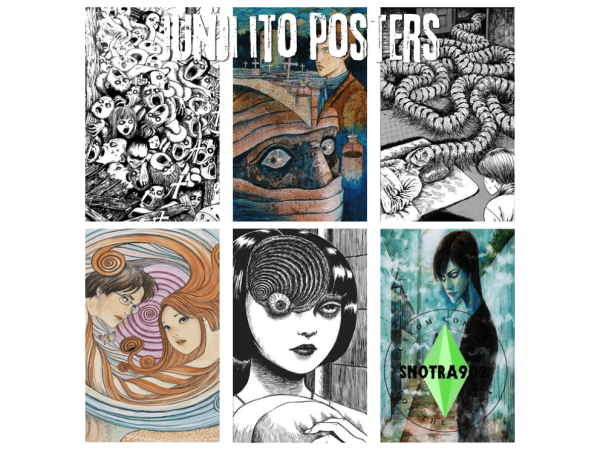 Mix Horror Junji Ito posters by Snotra902 - The Sims 4 Custom Content