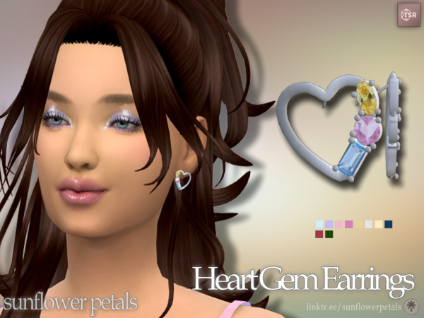 Mix Heart Gem Earrings - The Sims 4 Custom Content