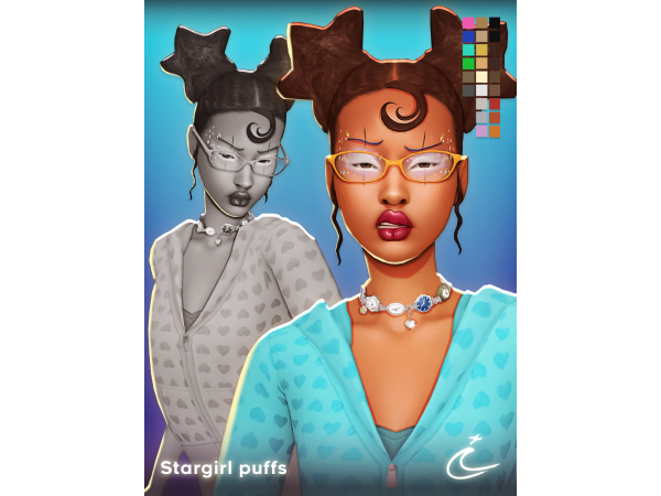 Maxis Match STARGIRL PUFFS by IMVIKAI - The Sims 4 Custom Content
