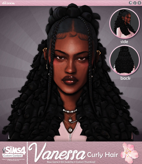 Maxis Match Vanessa Curly Hair by simsfinds - The Sims 4 Custom Content