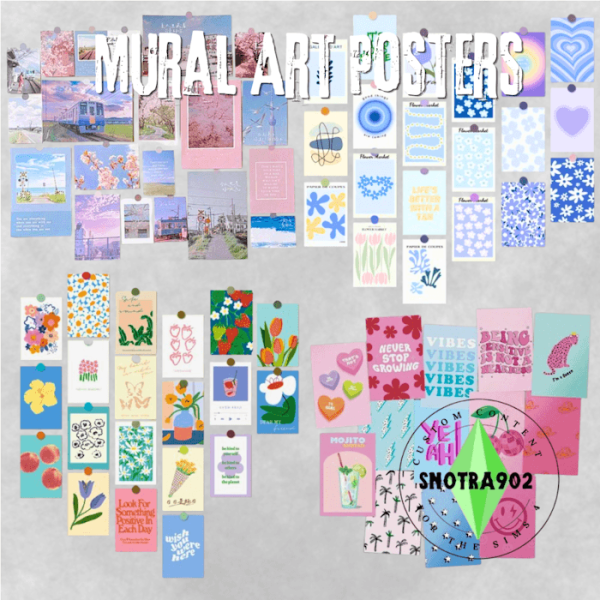 Mix Mural Art Posters by simsfinds - The Sims 4 Custom Content