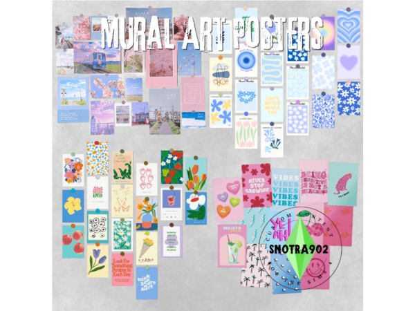 Mix Mural Art Posters by Snotra902 - The Sims 4 Custom Content