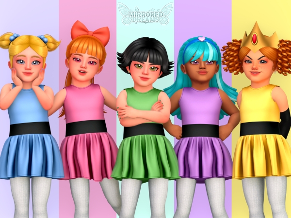 Mix Powerpuff Girls Dress Gloves From Mais Grana - The Sims 4 Custom Content