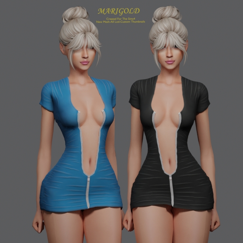 Alpha MARIGOLD TS4_NORA MINI DRESS by marigoldsims - The Sims 4 Custom Content
