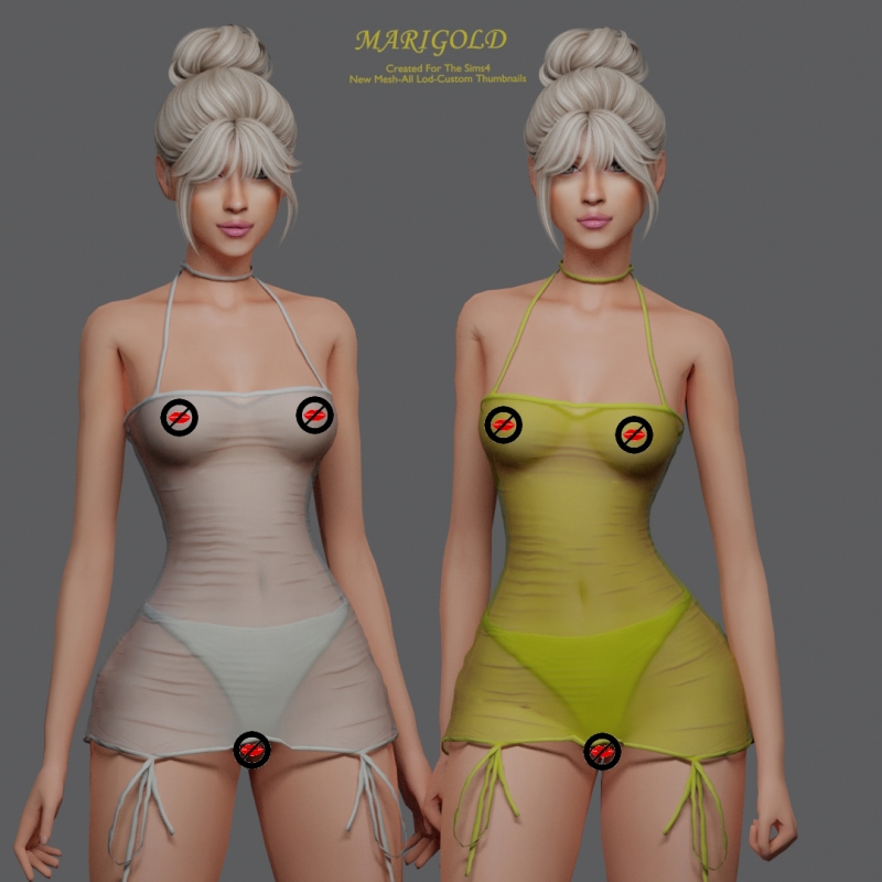 Alpha MARIGOLD TS4_DAISY DRESS by marigoldsims - The Sims 4 Custom Content
