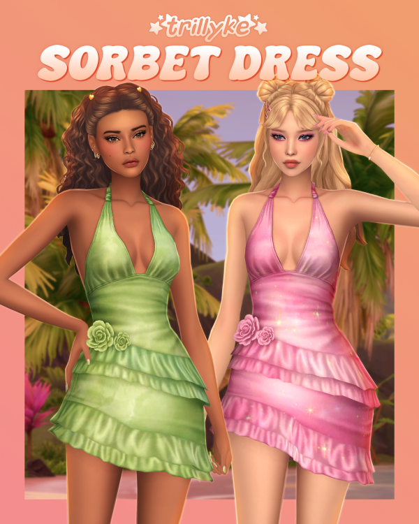 Maxis Match Sorbet Dress by simsfinds - The Sims 4 Custom Content