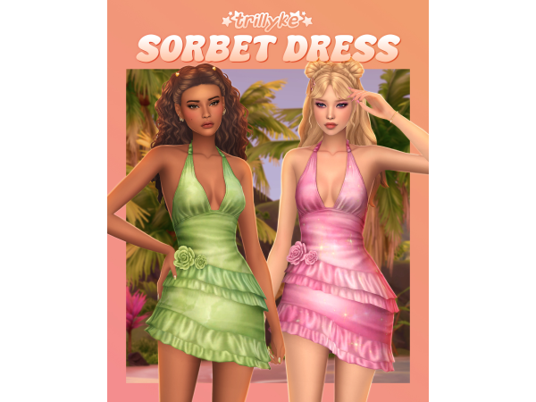Maxis Match Sorbet Dress by trillyke - The Sims 4 Custom Content