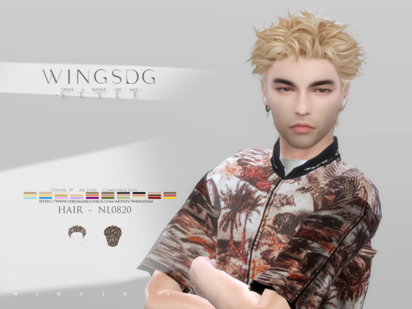 Alpha WINGS HAIR Curly short hair by wingssims - The Sims 4 Custom Content