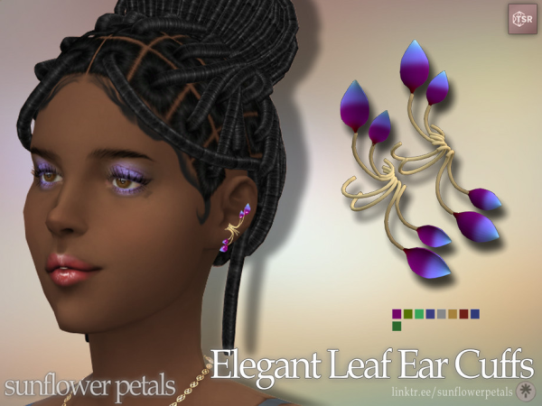 Mix Elegant Leaf Ear Cuffs - The Sims 4 Custom Content