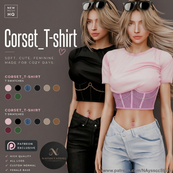 Alpha Corset_T Shirt by simsfinds - The Sims 4 Custom Content
