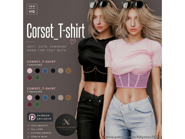 Alpha Corset_T Shirt by NAyssccStore - The Sims 4 Custom Content