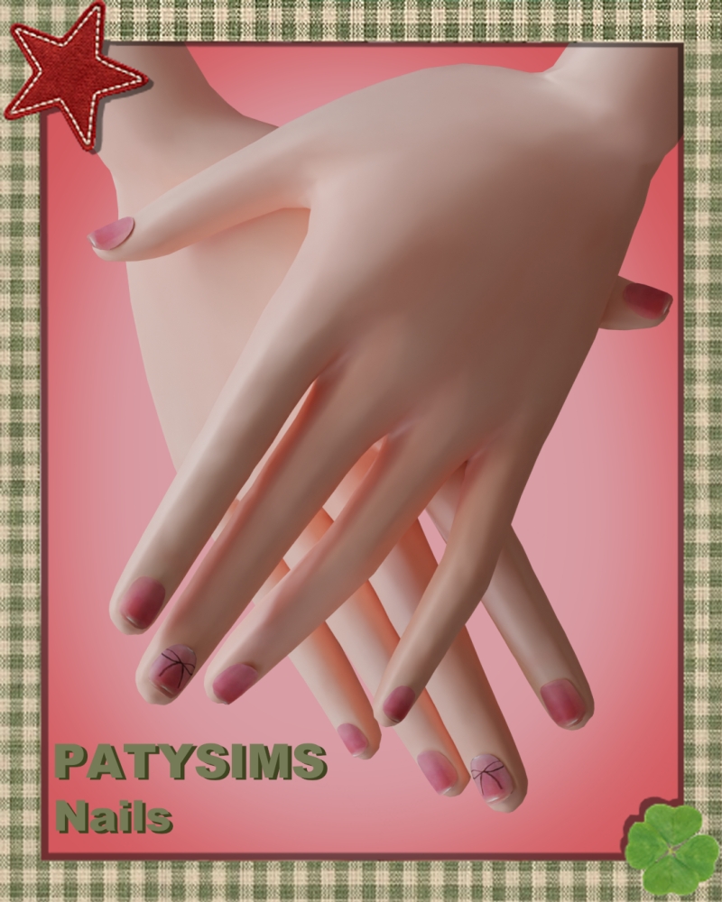 Alpha Cute and delicate heart nails by patysims - The Sims 4 Custom Content