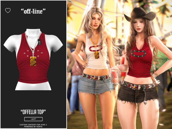Alpha Off Line Offella Top Lanyard and Wristbands by VentaStudio - The Sims 4 Custom Content