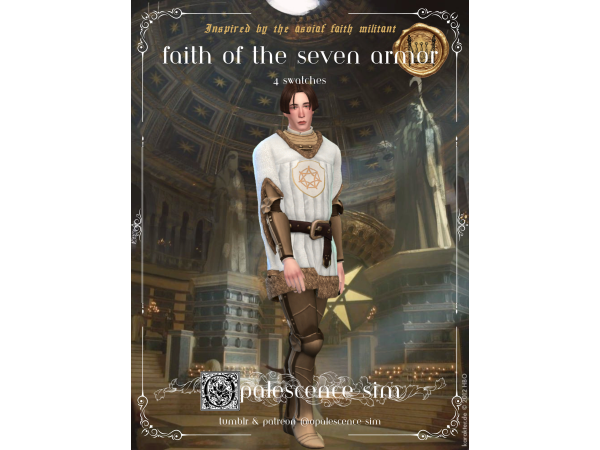 Maxis Match Faith of the Seven Armor by opalescence - The Sims 4 Custom Content