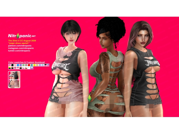 Alpha Nitropanic_Yeign Dress Squish - The Sims 4 Custom Content