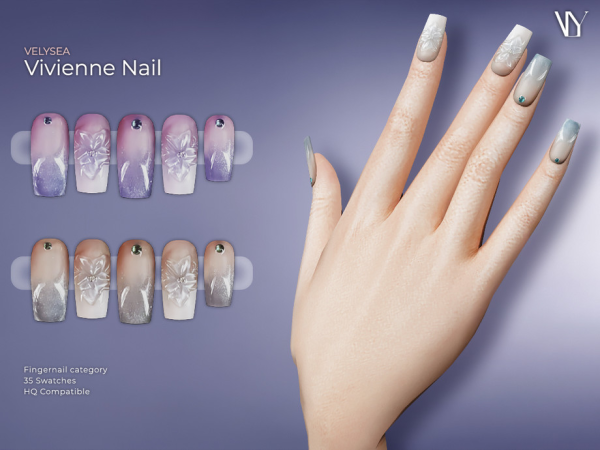 Alpha Vivienne Nail by VELYSEA - The Sims 4 Custom Content