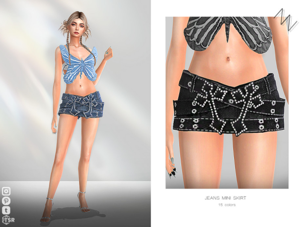 Alpha JEANS MINI SKIRT by ZNsims - The Sims 4 Custom Content
