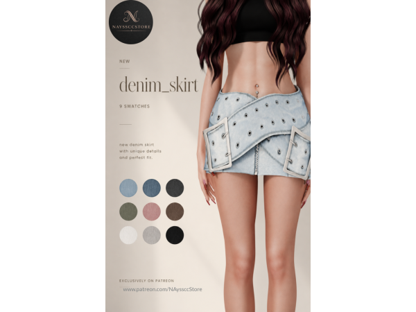 Alpha Denim Skirt by NAyssccStore - The Sims 4 Custom Content
