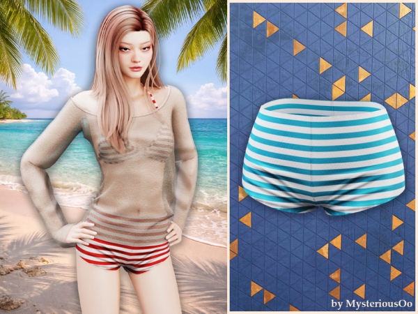 Alpha Striped bikini bottoms by MysteriousOo - The Sims 4 Custom Content