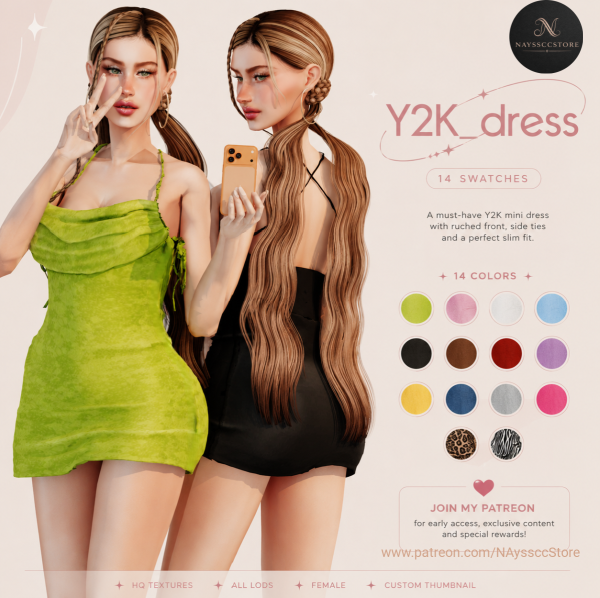 Alpha Y2K Dress by simsfinds - The Sims 4 Custom Content