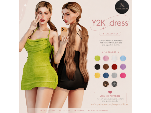 Alpha Y2K Dress by NAyssccStore - The Sims 4 Custom Content