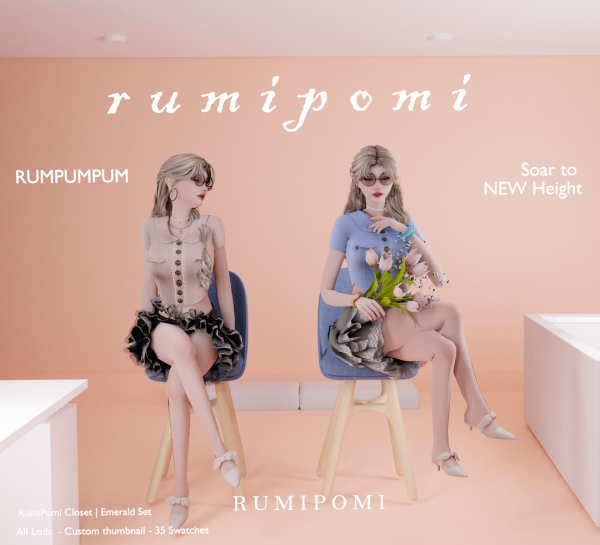 Alpha Rumpumpum_Emerald Outfit Set by rumi_pomi - The Sims 4 Custom Content