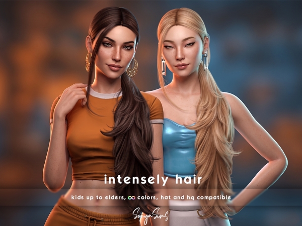 Alpha Intensely Hair With Bangs - The Sims 4 Custom Content