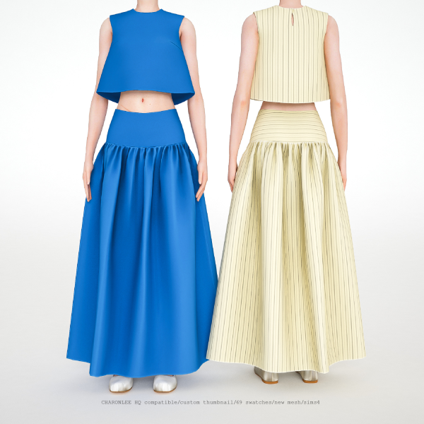 Alpha Drop Waist Maxi Skirt Crop Top by simsfinds - The Sims 4 Custom Content