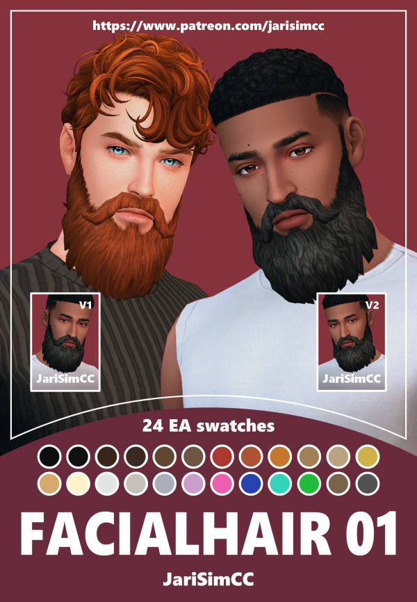 Maxis Match JariSimCC FacialHair 01 Varlen by simsfinds - The Sims 4 Custom Content