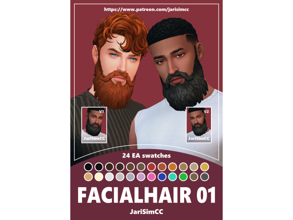 Maxis Match JariSimCC FacialHair 01 Varlen - The Sims 4 Custom Content