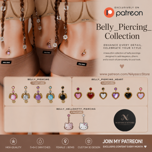 Alpha Belly Piercing Collection by simsfinds - The Sims 4 Custom Content