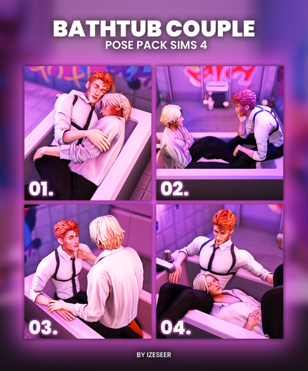 Mix [IZESEER] BATHTUB COUPLE Sims 4 Pose Pack by simsfinds - The Sims 4 Custom Content