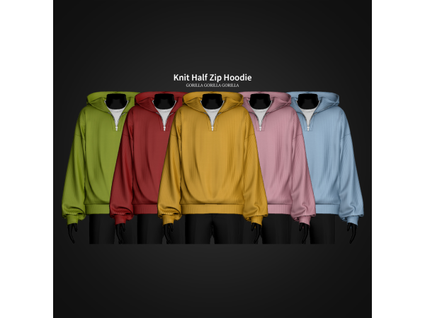 Alpha Knit Half Zip Hoodie by gorillax3 - The Sims 4 Custom Content