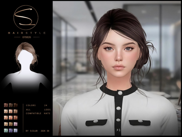 Alpha S CLUB side buns hairstyle Club by S - The Sims 4 Custom Content