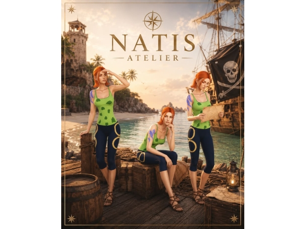 Maxis Match Orange Sea Girl Outfit Sims 4 Custom Content - The Sims 4 Custom Content