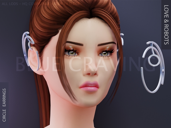 Alpha Blue Craving Circle Earrings - The Sims 4 Custom Content