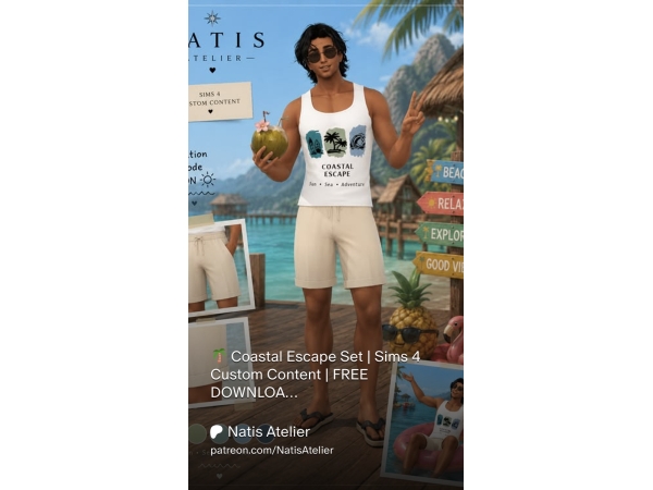 Maxis Match Coastal Escape Set Sims 4 Custom Content FREE DOWNLOAD - The Sims 4 Custom Content