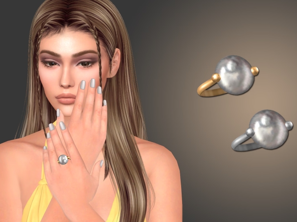 Alpha Chunky Baroque Pearl Ring - The Sims 4 Custom Content