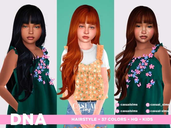 Alpha DNA Hairstyle LEFT (With Bangs) KIDS - The Sims 4 Custom Content