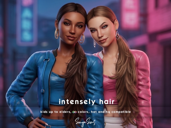 Alpha Intensely Hair No Bangs - The Sims 4 Custom Content
