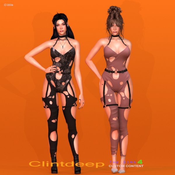 Alpha Clintdeep Gloria Cutout Bodysuit by clintdeep - The Sims 4 Custom Content