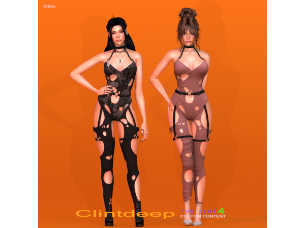 Alpha Clintdeep Gloria Cutout Bodysuit - The Sims 4 Custom Content