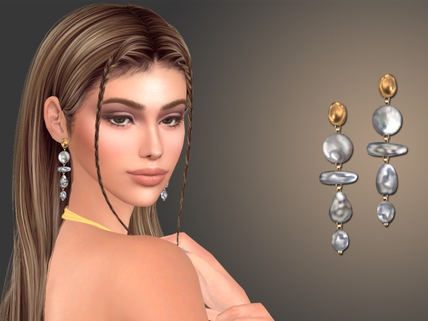Alpha Chunky Baroque Pearl Earrings - The Sims 4 Custom Content