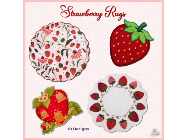 Maxis Match Strawberry Rugs - The Sims 4 Custom Content