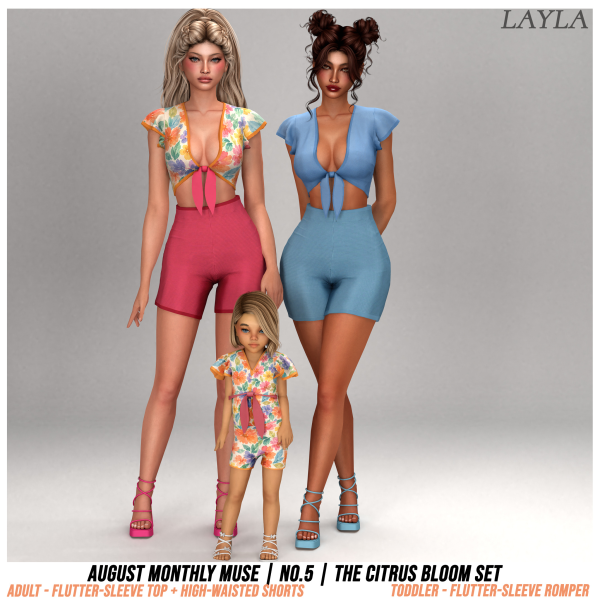 Alpha patreon The Monthly Muse No 5 The Citrus Bloom Set by layla - The Sims 4 Custom Content