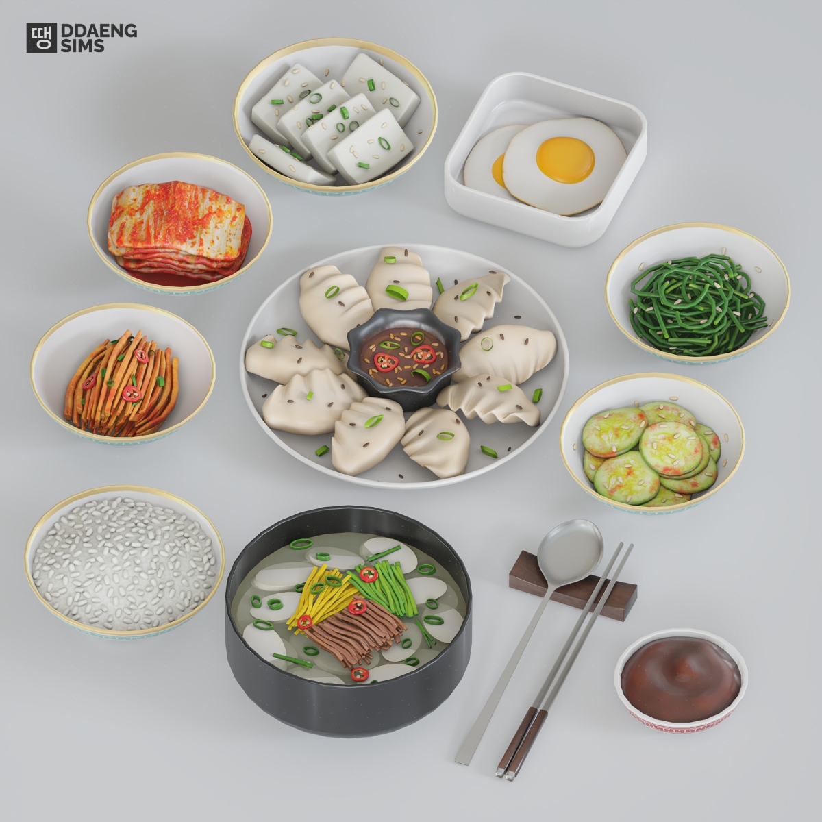 Alpha Korean Homemade Food by simsfinds - The Sims 4 Custom Content