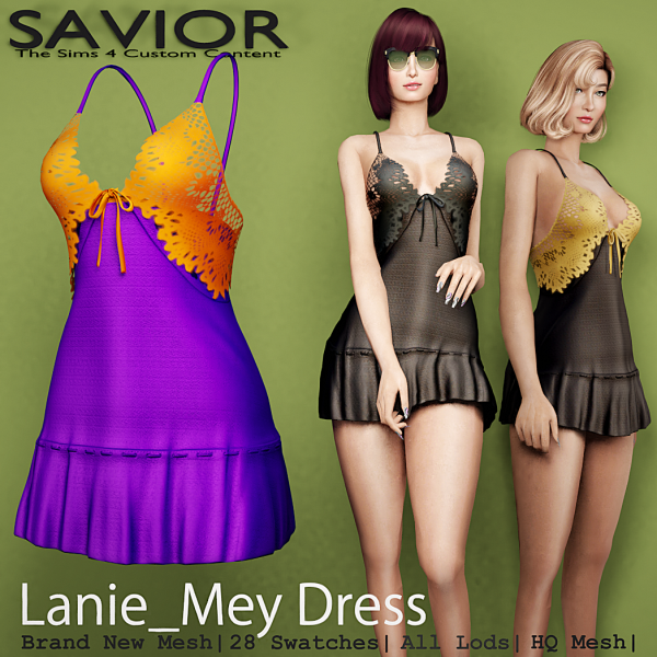 Alpha Svr Lanie_Mey Dress by saviorts4 - The Sims 4 Custom Content