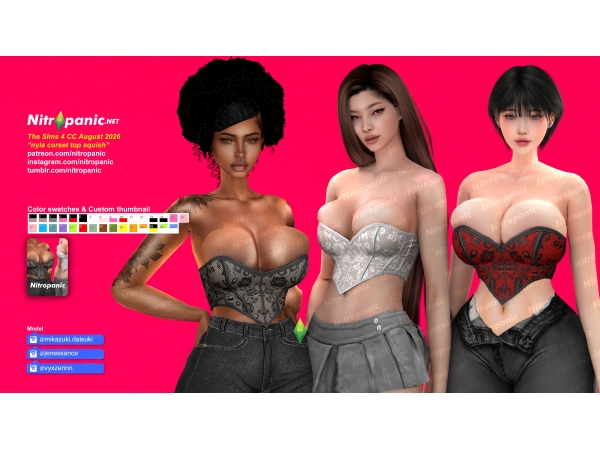 Alpha Nitropanic_Nyla Corset Squish Tops - The Sims 4 Custom Content