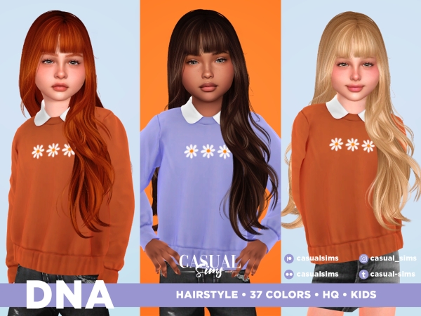 Alpha DNA Hairstyle RIGHT (With Bangs) KIDS - The Sims 4 Custom Content