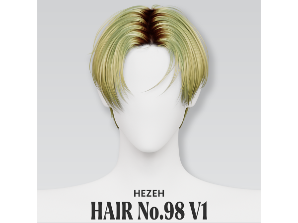 Alpha [Hezeh]Hair No98 V1 - The Sims 4 Custom Content